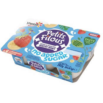 Petits Filous Kids No Added Sugar Strawberry & Banana Yoghurt Pots 6 x 47g