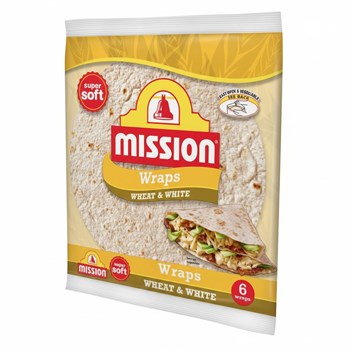 Mission Wheat & White Tortilla Wraps 6 Pack