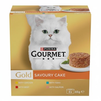 GOURMET Gold Savoury Cake Meat and Fish Variety Wet Cat Food 8x85g