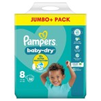 Pampers Baby-Dry Size 8, 52 Nappies, 17kg+, Jumbo+ Pack