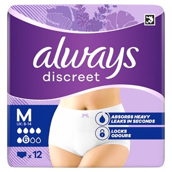 Always Discreet Incontinence Pants Women, Normal, M, 12 Pants