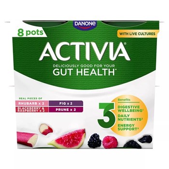 Activia Rhubarb & Mixed Fruit Low Fat Gut Health Yoghurt Multipack 8x115g