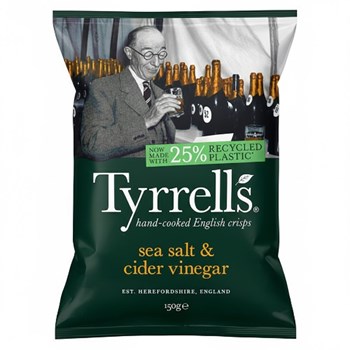 Tyrrells Sea Salt & Cider Vinegar Hand-Cooked English Crisps 150g