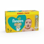 Pampers Premium Protection New Baby Size 1, 80 Nappies, 2kg-5kg, Jumbo+ Pack