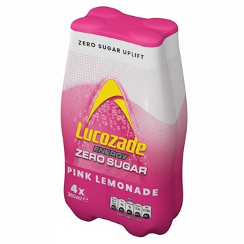 Lucozade Energy Zero Sugar Drink Pink Lemonade 4x380ml