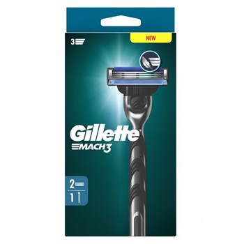 Gillette Mach3 Razor For Men, 1 Gillette Razor, 2 Razor Blade Refills
