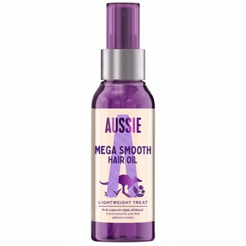 Aussie Mega Smooth Hair Oil - Vegan Hair Repair Treatment For Dry, Damaged, Curly Hair,  100ml