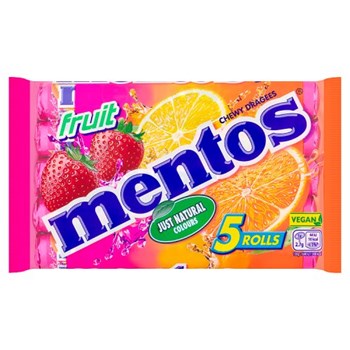 Mentos Fruit Chewy Dragees Rolls 5 x 38g
