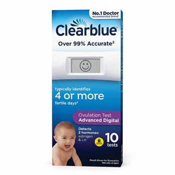 Clearblue Advanced Digital Ovulation Test Kit (OPK), 1 Digital Holder And 10 Ovulation Tests