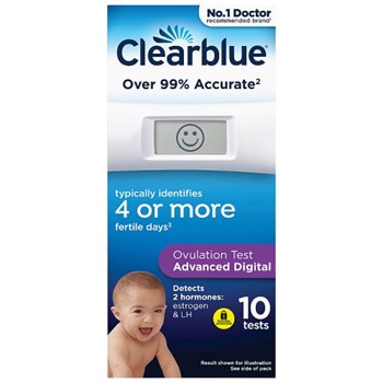 Clearblue Advanced Digital Ovulation Test Kit (OPK), 1 Digital Holder And 10 Ovulation Tests