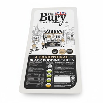 The Bury Black Pudding Co. 4 Traditional Black Pudding Slices 230g