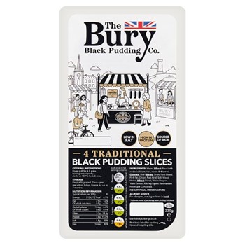 The Bury Black Pudding Co. 4 Traditional Black Pudding Slices 230g