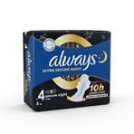 Always Ultra  Sanitary Towels Secure Night (Size 4) With Wings 8 Pads