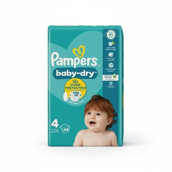 Pampers Baby-Dry Size 4, 44 Nappies, 9kg-14kg, Essential Pack