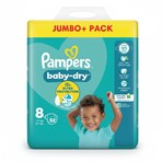 Pampers Baby-Dry Size 8, 52 Nappies, 17kg+, Jumbo+ Pack