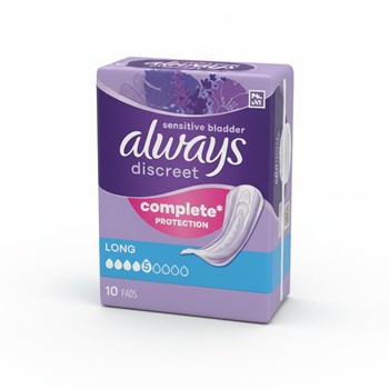 Always Discreet Incontinence Pads Women Long 10 Count  