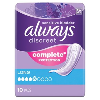 Always Discreet Incontinence Pads Women Long 10 Count  