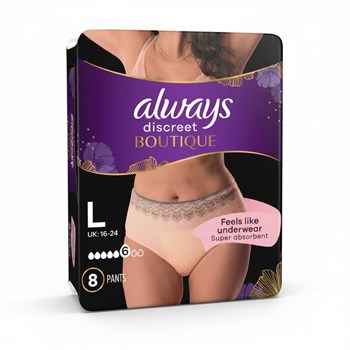 Always Discreet Boutique Incontinence Pants Women Beige Plus, L, 8 Pants