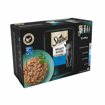 SHEBA® Select Slices Adult Wet Cat Food Fish Selection in Gravy 12 x 85g Pouch