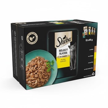 SHEBA® Select Slices Adult Wet Cat Food Poultry Selection in Gravy 12x85g Pouch