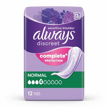 Always Discreet Incontinence Pads Women Normal 12 Count  