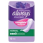 Always Discreet Incontinence Pads Women Normal 12 Count  