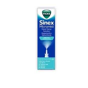 Vicks Sinex Micromist, Decongestant Nasal Spray For Blocked Nose Due To Cold Or Rhinitis 15ml