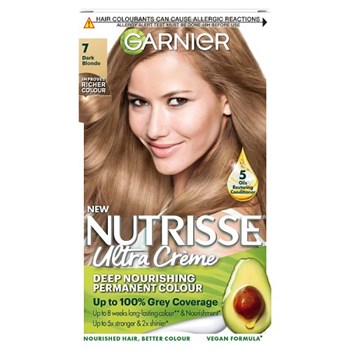 Garnier Nutrisse Ultra Crème Dye, Vegan, 7 Dark Blonde, rich, natural-looking hair color, 8-week.