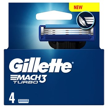 Gillette Mach3 Turbo Razor Refills for Men, 4 Razor Blade Refills