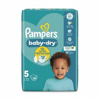 Pampers Baby-Dry Size 5, 39 Nappies, 11kg-16kg, Essential Pack