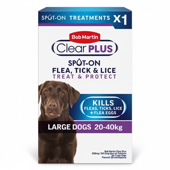 Bob Martin Clear Plus 268mg / 241.2mg Spot-On Solution for Large Dogs Fipronil 1 Pipette