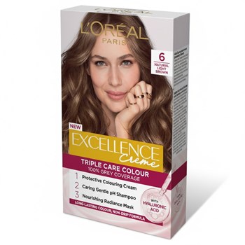 Excellence Créme 6 Light Brown: 100% Grey, visibly better hair, for vibrant results.