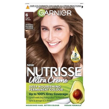 Garnier Nutrisse Ultra Crème Vegan Dye, 6 Light Brown: Soft, natural colour with brilliant shine.