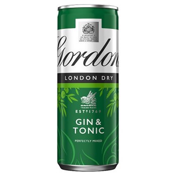 Gordon's London Dry Gin & Tonic 5% vol 250ml Can