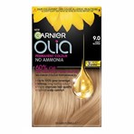 Garnier Olia 9.0 Light Blond: 100% Grey Coverage, No Ammonia, for brilliant, light blonde.