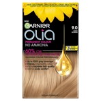 Garnier Olia 9.0 Light Blond: 100% Grey Coverage, No Ammonia, for brilliant, light blonde.