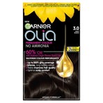 Garnier Olia 3.0 Soft Black: 100% Grey Coverage, No Ammonia, ensuring long-lasting color.