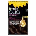 Garnier Olia 4.0 Dark Brown: 100% Grey Coverage, No Ammonia, for rich and deep brown shade.