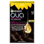 Garnier Olia 4.0 Dark Brown: 100% Grey Coverage, No Ammonia, for rich and deep brown shade.