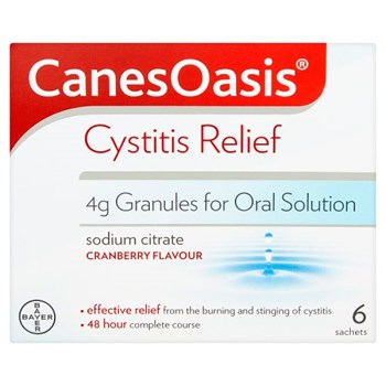 CanesOasis Cystitis Relief 4g Granules for Oral Solution Cranberry Flavour 6 Sachets