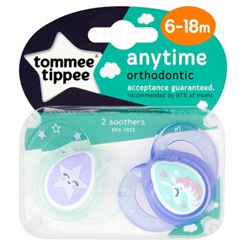 Tommee Tippee Anytime 2 Orthodontic Soothers Purple 6-18m