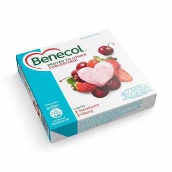 Benecol Strawberry & Cherry Yogurts 4 x 120g (480g)