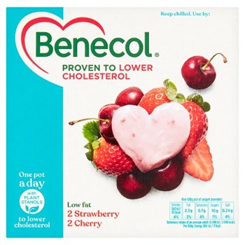 Benecol Strawberry & Cherry Yogurts 4 x 120g (480g)
