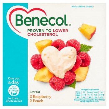 Benecol Raspberry & Peach Yogurts 4 x 120g (480g)