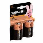 Duracell Plus Type D Alkaline Batteries, Pack of 2