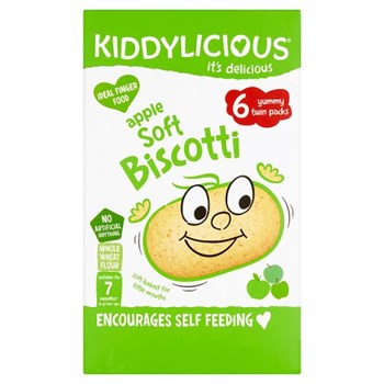 Kiddylicious Biscotti, Apple, Baby Snack, 7 Months+, Multipack, 6 x 20g