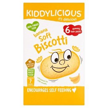Kiddylicious Biscotti, Banana, Baby Snack, 7 Months+, Multipack, 6 x 20g