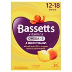 Bassetts Vitamins Omega-3 & Multivitamins Citrus Flavour 12-18 Years One a Day 30 Soft & Chewies