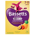 Bassetts Vitamins Omega-3 & Multivitamins Tropical Flavour 7-11 Years One A Day 30 Soft & Chewies