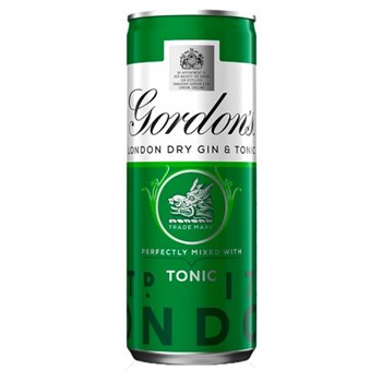 Gordon's London Dry Gin with Tonic 250ml Ready to Drink Premix Can